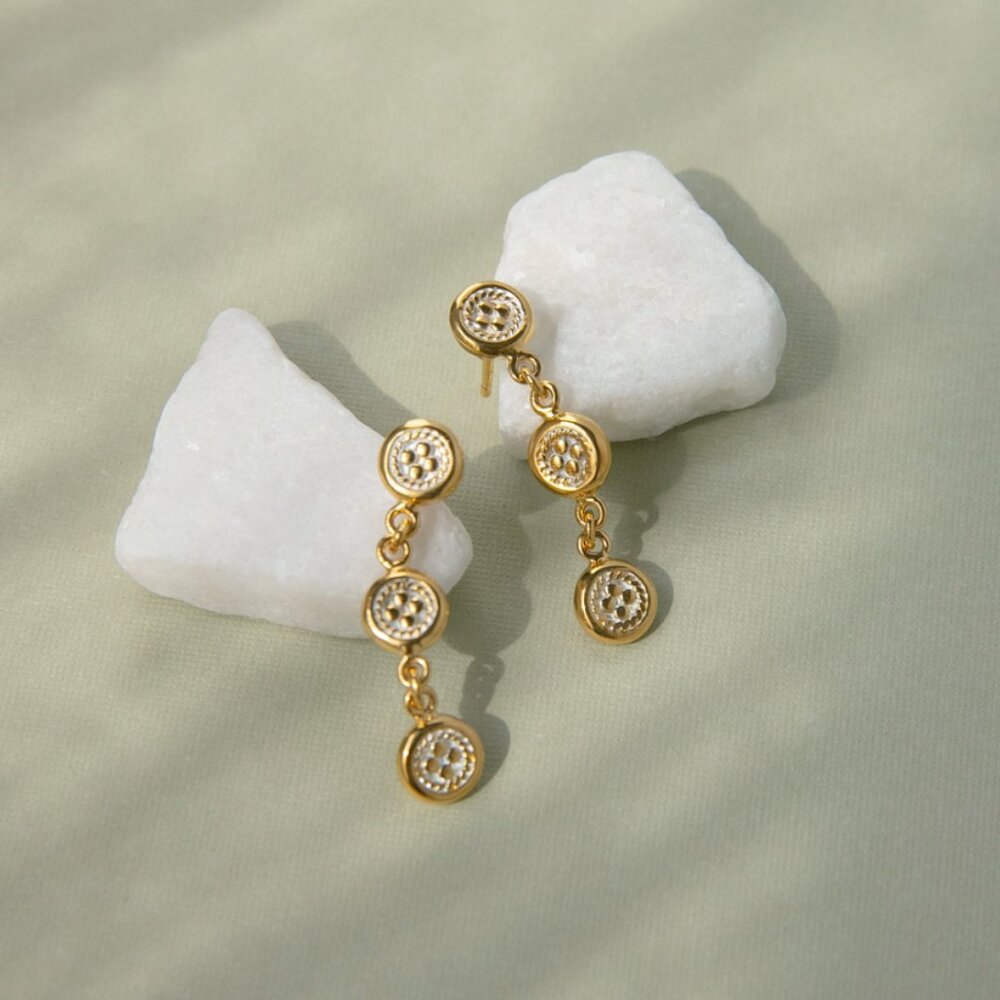 ANNA BECK Smooth Rim Classic Triple Drop Earrings - NIB - Picture 2 of 7